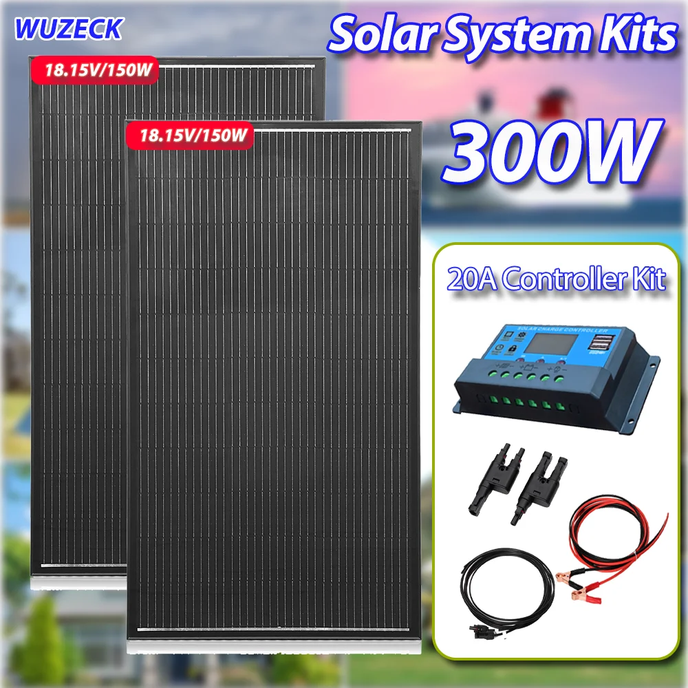 300W gerahmtes flexibles Solarpanel, 12V Batterieladegerät, monokristalliner Aluminiumrahmen mit Querstreben für Windbeständigkeit, MC4-Anschluss für Wohnmobile, Boote, Anhänger, Off-Grid