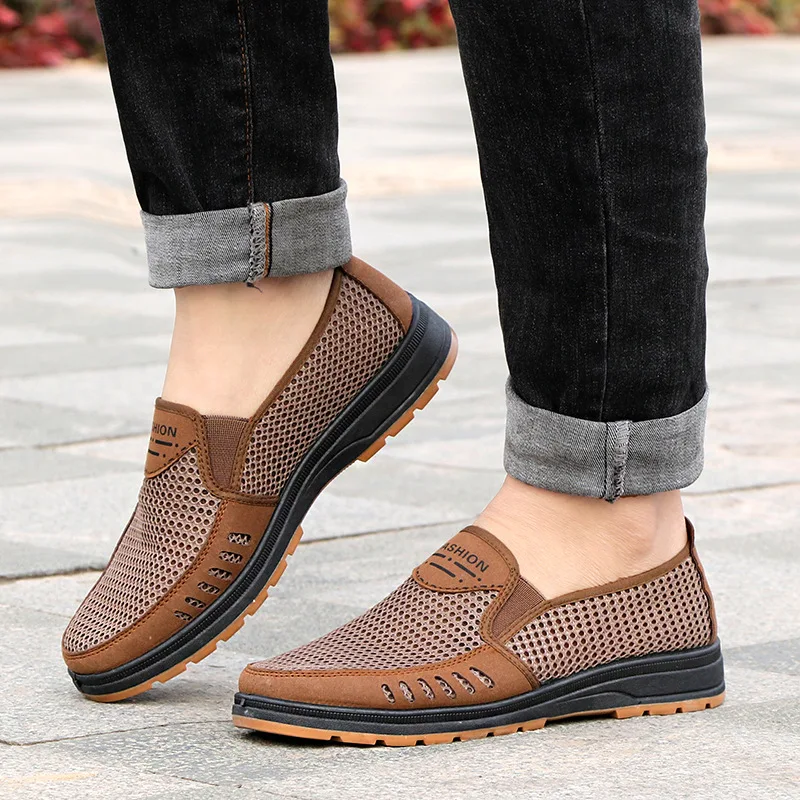 Mesh Anti Slip Flat Shoes 2024 New Men\'s Comfortable Breathable Casual Shoes Men Outdoor Walking Shoes Slip on Loafer