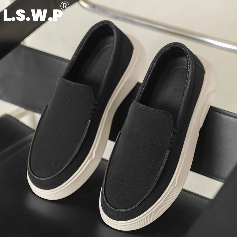 Men's Casual Sneakers, British Style Slip-On Loafers, Suede Material with Thick Non-Slip Soles, Suitable for Daily Wear and Commuting