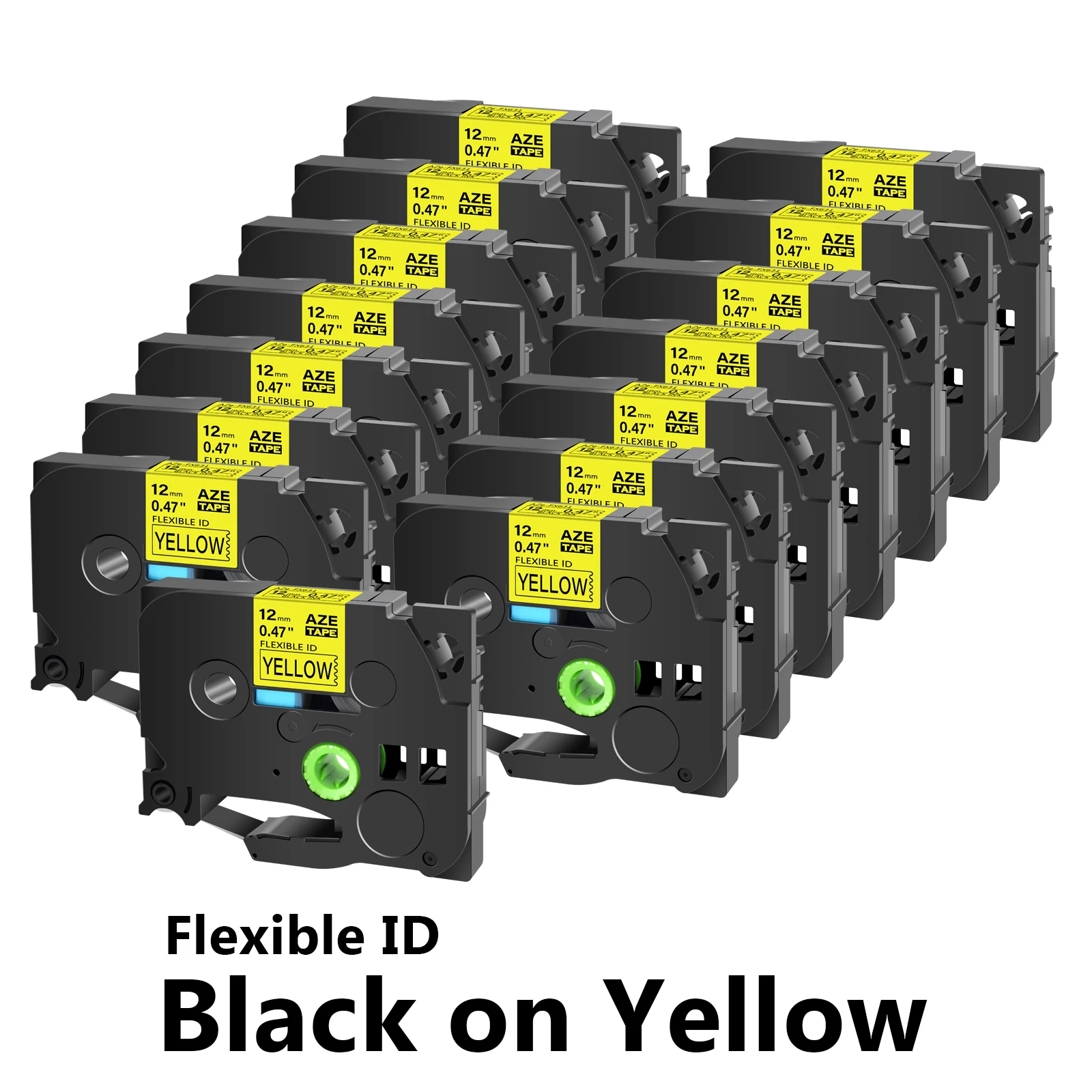 15Pcs 12mm Flexible ID Laminat Labels Tape Compatible for Brother TZe-FX631 Black on Yellow Labels for P-Touch PT-1010 Printers