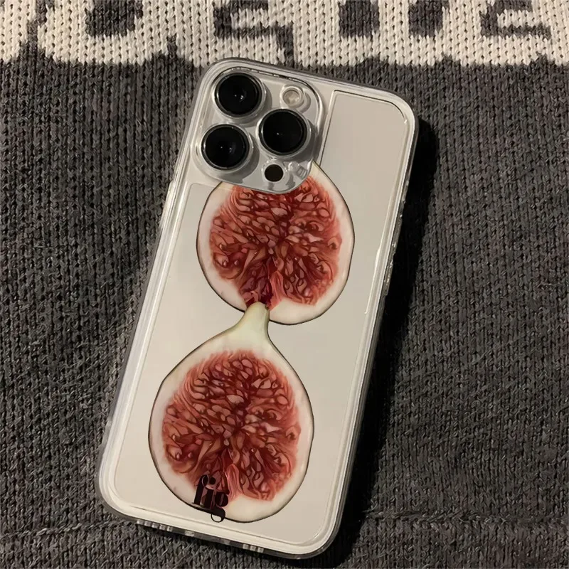 

Ins Korean Cartoon Fig Phone Case For iPhone 17 16 15 11 12 14 13 Pro Max Mini X XS XR 7 8 Plus SE4 16E Soft Transparent Cover