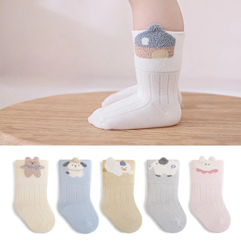 

3 Pairs Cotton Baby Socks Cute Cartoon Bear Animals Design Children Socks Newborn Infant Socks Thickened Cute Sox for Babies