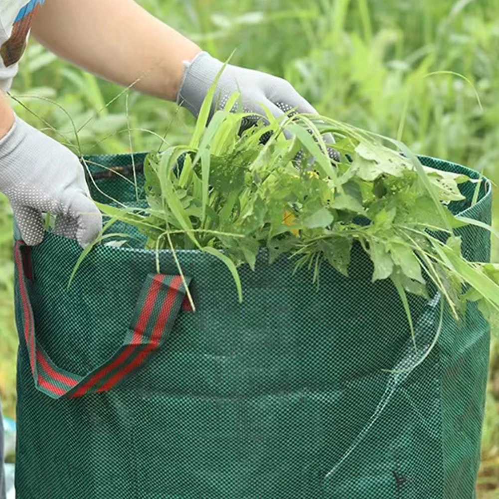 Portable Leaf Grass Container Large Capacity Reusable Trash Storage Sack Waterproof PP Woven Bag Lawn Yard Pool Light Trash Can