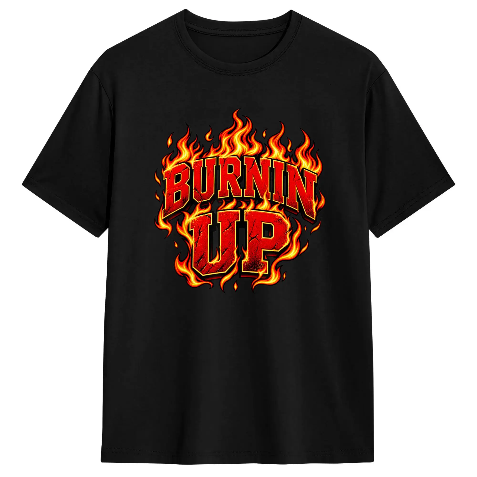 Mens T Shirt Burnin Up Vintage Flames Funny T-Shirts Harajuku  Summer Tees Y2K Funny 100% Cotton Tops Gift Idea