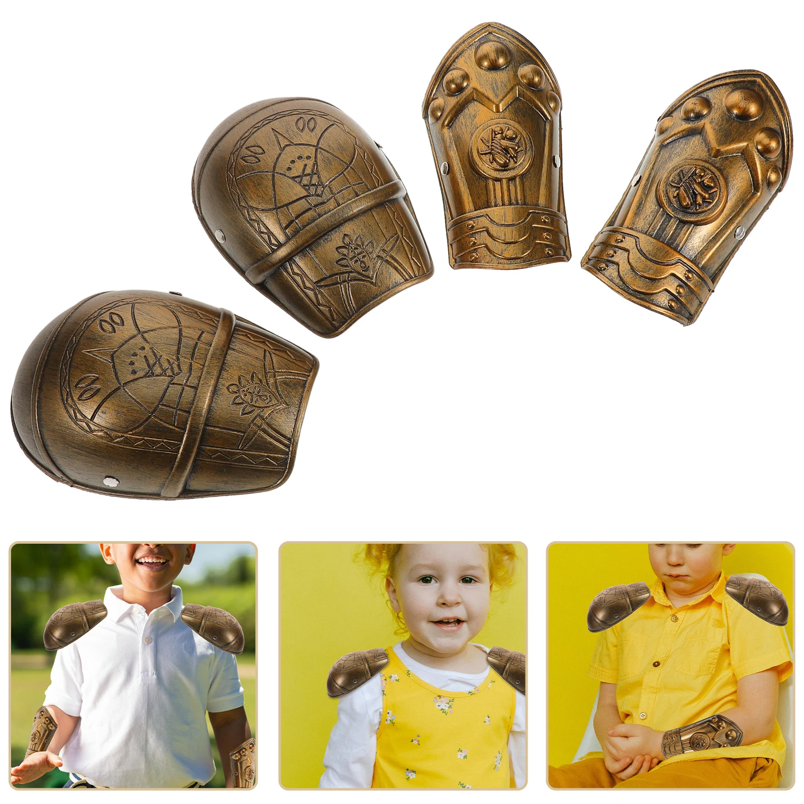 어깨 액세서리 어린이 로마 갑옷 의상 놀이 세트 솔리드 컬러 보호 장비 조절 가능한 스트랩 갑옷 소품 할로윈