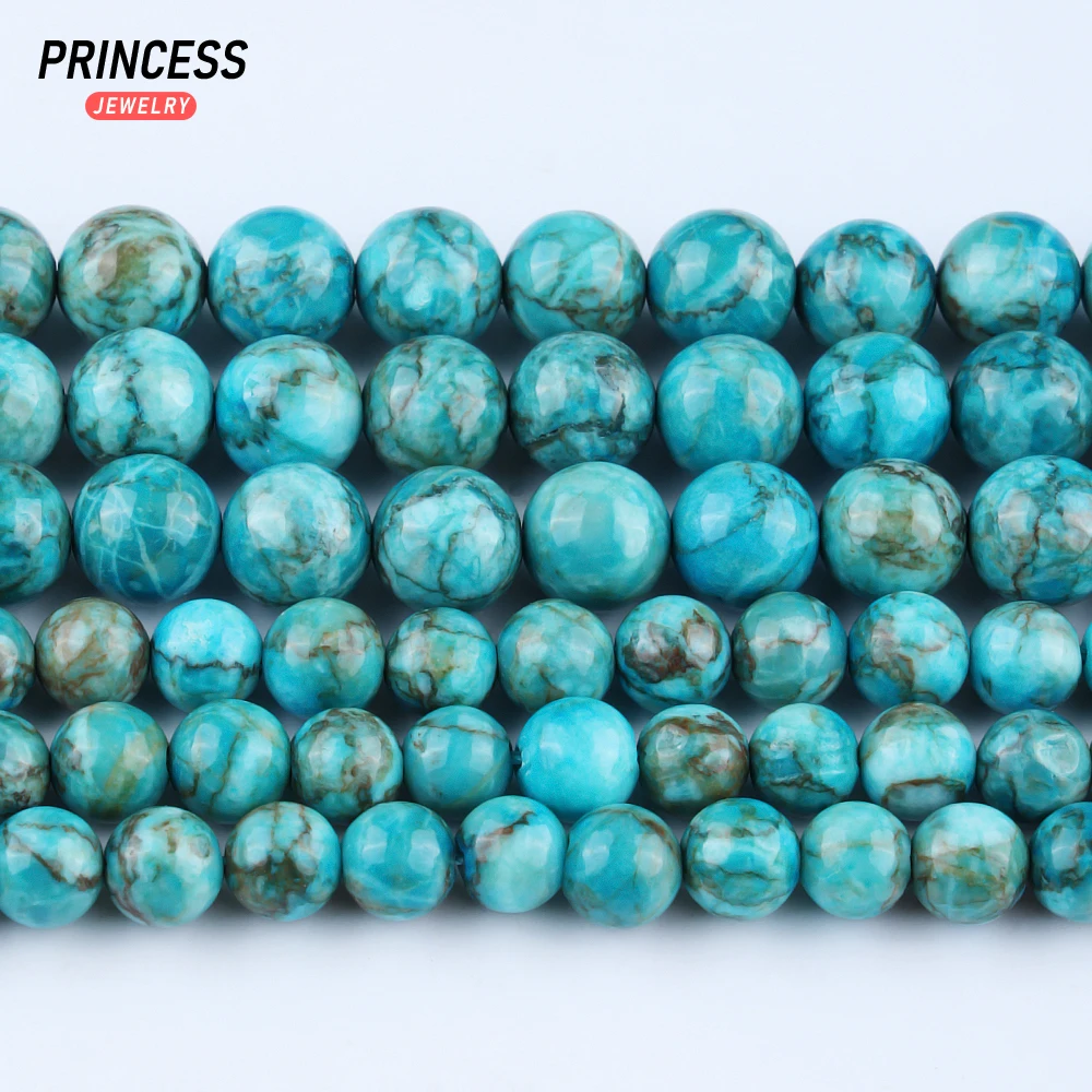 A+ Natural South African Blue Turquoise Stone Beads for Jewelry Making Bracelets Necklace DIY Accessories Wholesale 6 8 10mm