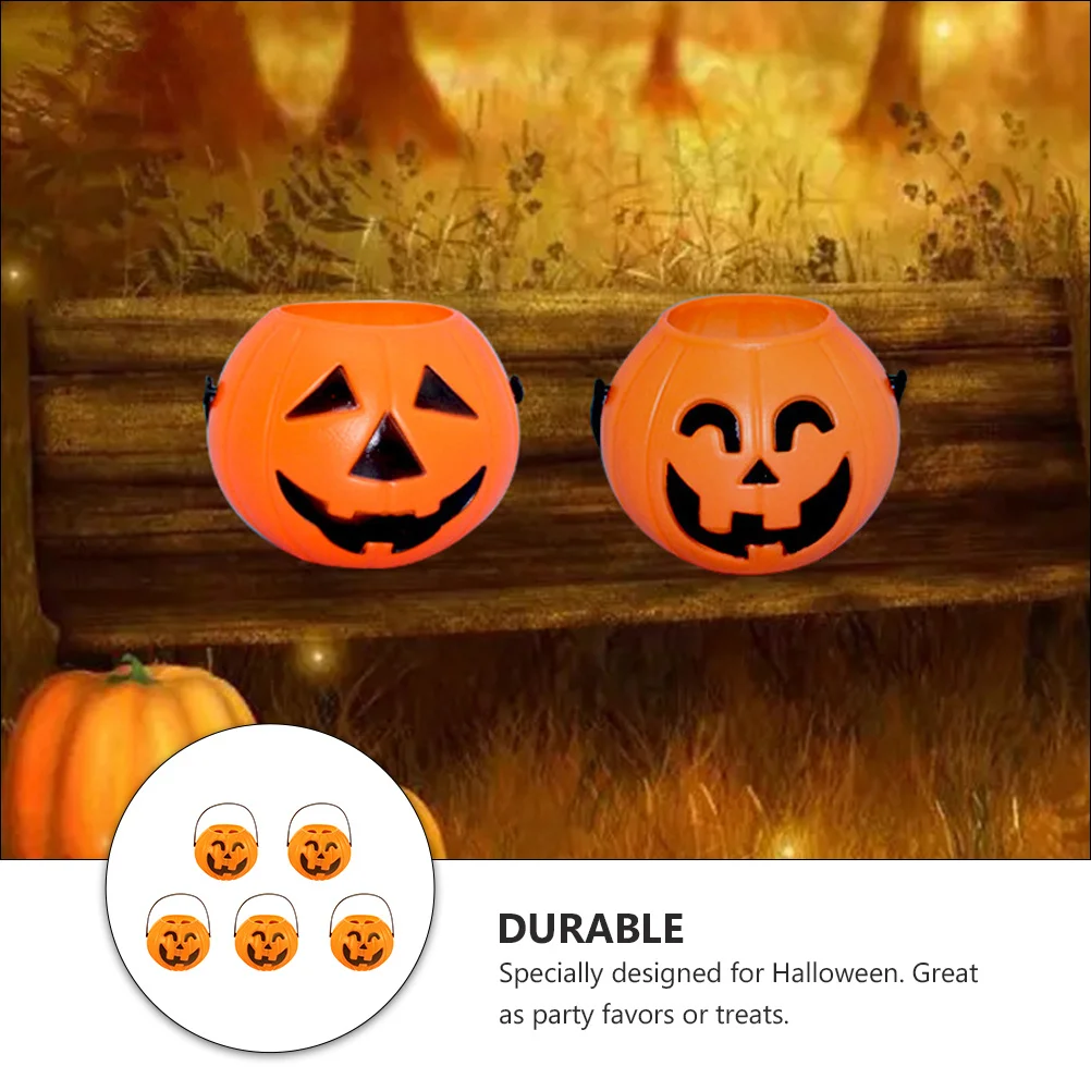 

5Pcs Halloween Candy Bucket Pumpkin Shaped Party Favors Durable Plastic Sturdy Structure S(random Type) Pumpkin Candy Bucket