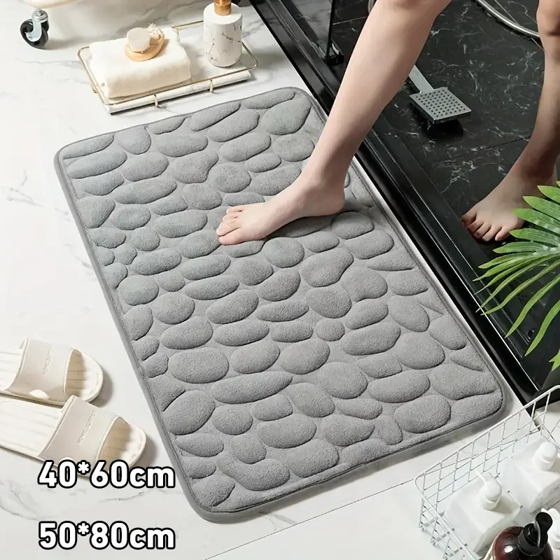 

Non-Slip Memory Foam Bathroom Mat Toilet Carpet Quick-Drying Door Mat Pebble Texture Floor Mat Soft Washable Rug Home Decoration