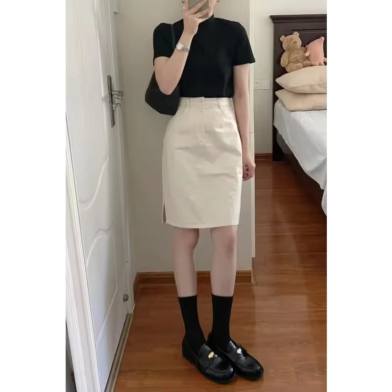 2026 Summer High Waist Mid-skirt A-shaped Split-ended Women's Skirt