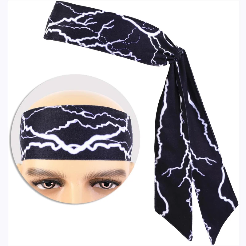 Black Lightning Costume Headband Bandana Patterns for Men\'s Kids Movie Cosplay Halloween Party