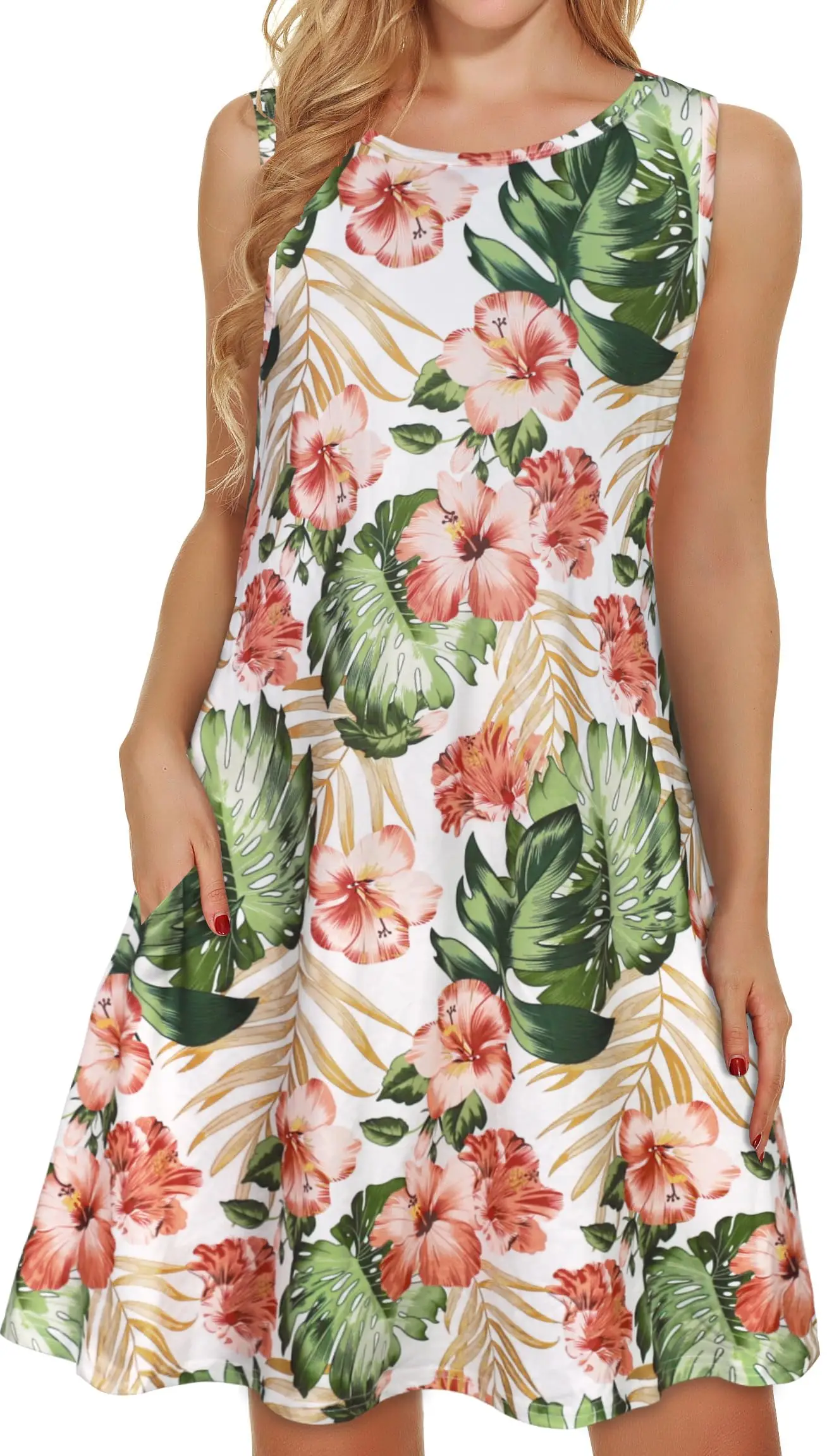 

Fresh And Simple Floral Print Beach Seaside Resort Style Sleeveless Dress Holiday Party Party Dinner Short Evening Dress