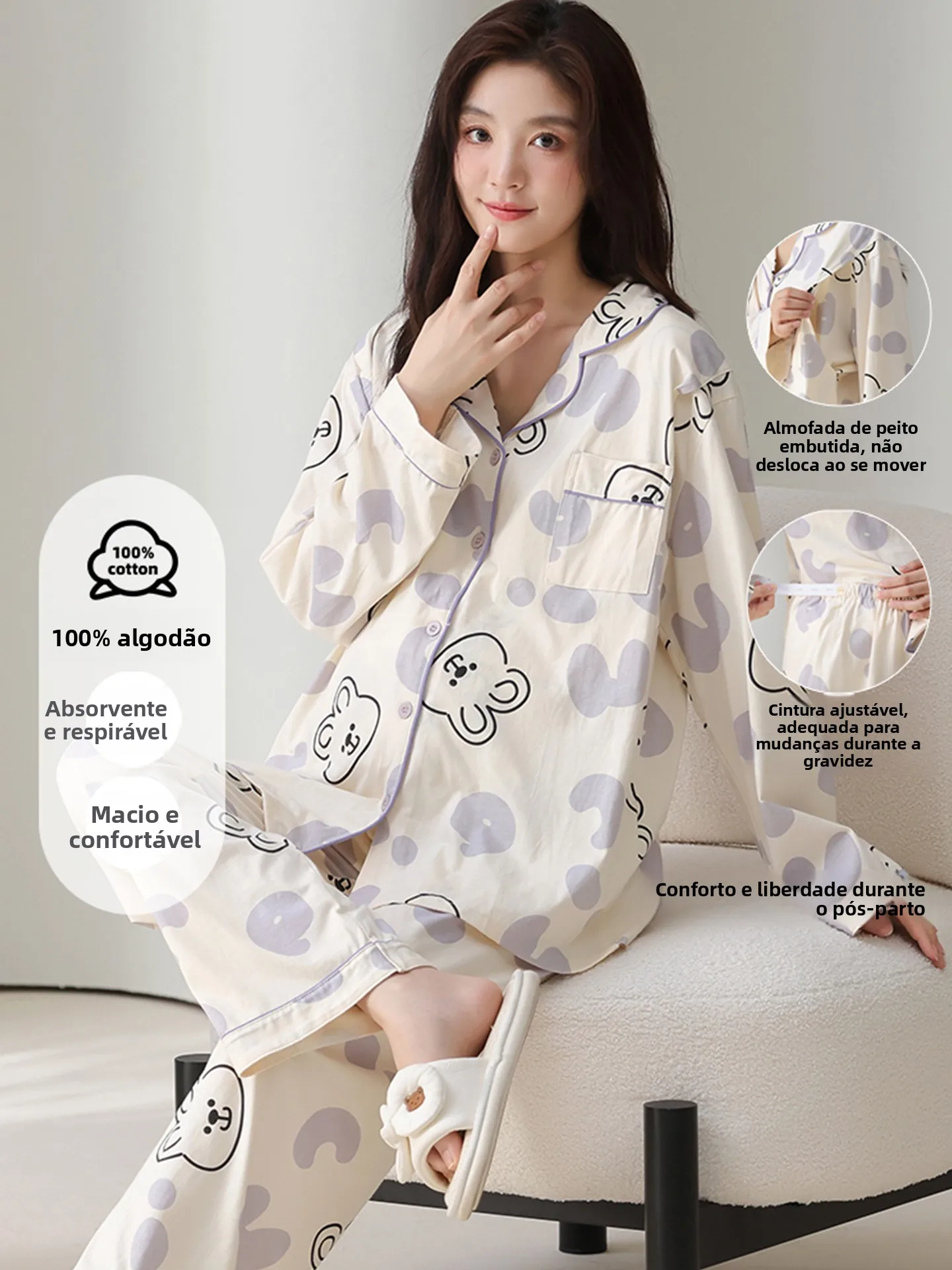 100-cotton-maternity-nightgown-women's-v-neck-spring-summer-autumn-breastfeeding-sleepwear-with-chest-pad-home-clothes