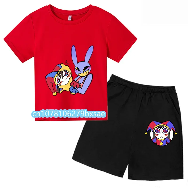 2024 der erstaunliche digitale Zirkus T-Shirt Anzug für Jungen Mädchen personal isierte Cartoon Kinder T-Shirt Kurzarm Mode Jungen setzt Mädchen