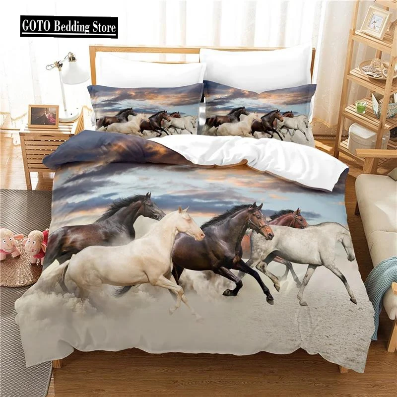 

Super King Size Housse De Couette 220x240 Bedding Set Adult 3D Animal Horse, Wolf, Pet Dog Luxury Designer Bed Set Queen Full