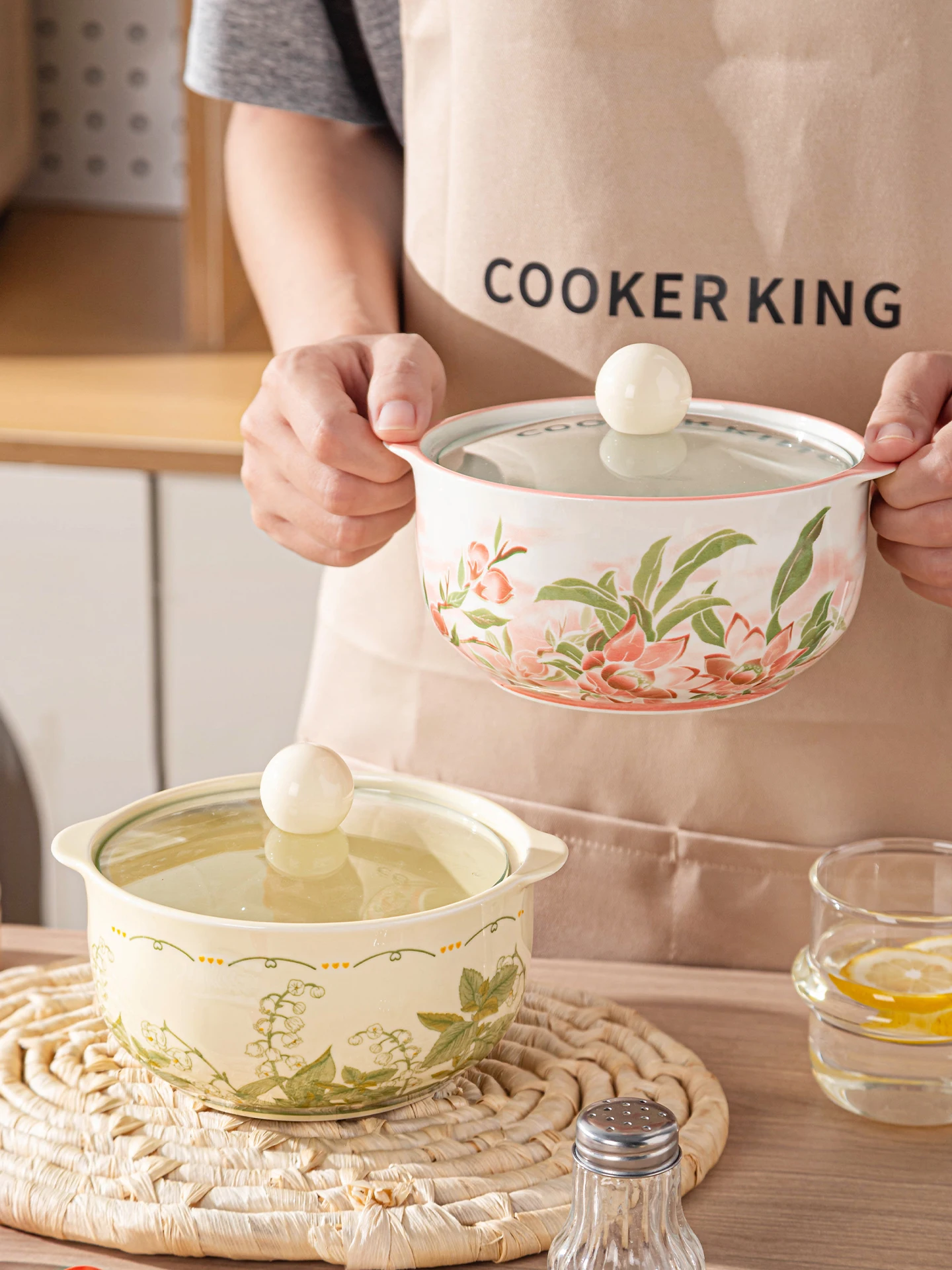 Ceramic Instant Noodles Bowls New Household 6 Inch Underglazed Colour Floral Pattern Dinner Tableware Aesthetic Exquisite Bowl