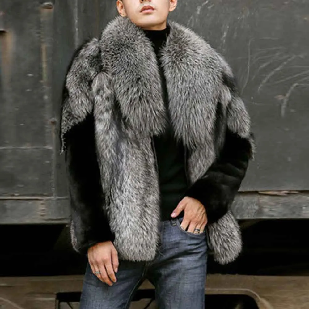 

Мужская меховая куртка с длинными рукавами и цветными блоками, американский ретро-модный модный свободный уличный свободный повседневный нишевый зимний новый мужской топ 2023 г.