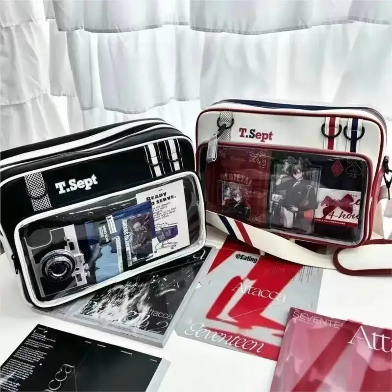 

New Large Capacity Ita Crossbody Bag Cute Girl Transparent Shoulder Bag Men Sports Laptop Backpacks Students DIY Display Handbag