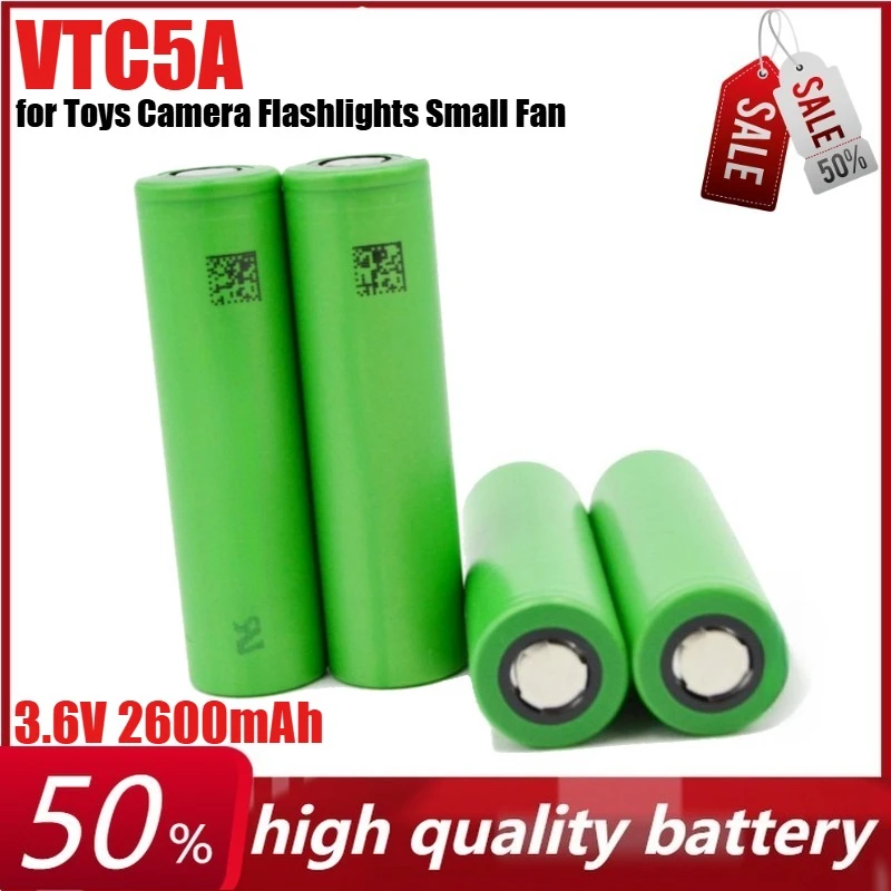 

3.6V 2600mAh 18650 VTC5A US18650 Rechargeable Lithium Battery for Toys Camera Flashlights Powerful Torch Small Fan