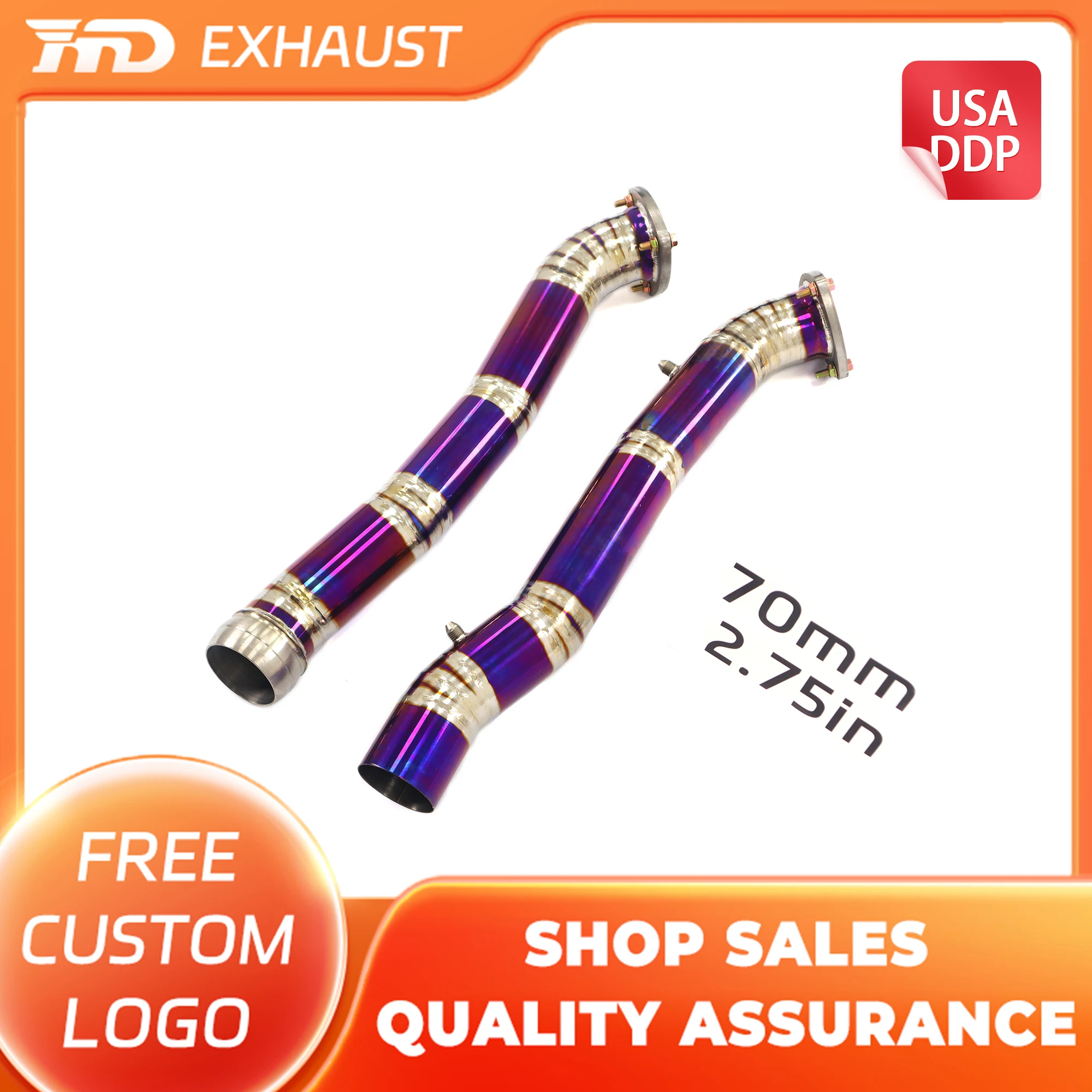 

HMD Hot Sales Exhaust Performance Resonant Tube for Aston Martin Vantage V8 4.0T Racing Pipe 70mm Pipe Triangular Flange