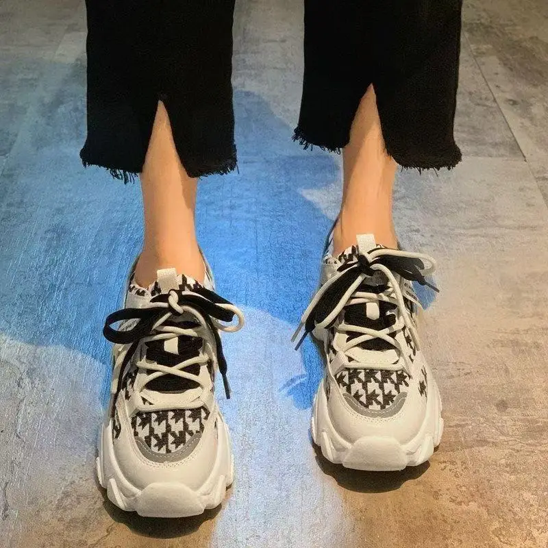 

Hot Selling Bestseller Women Student Dad Shoes Spring New Arrival Thick Sole Running Height Increasing Casual Sports Sneakers