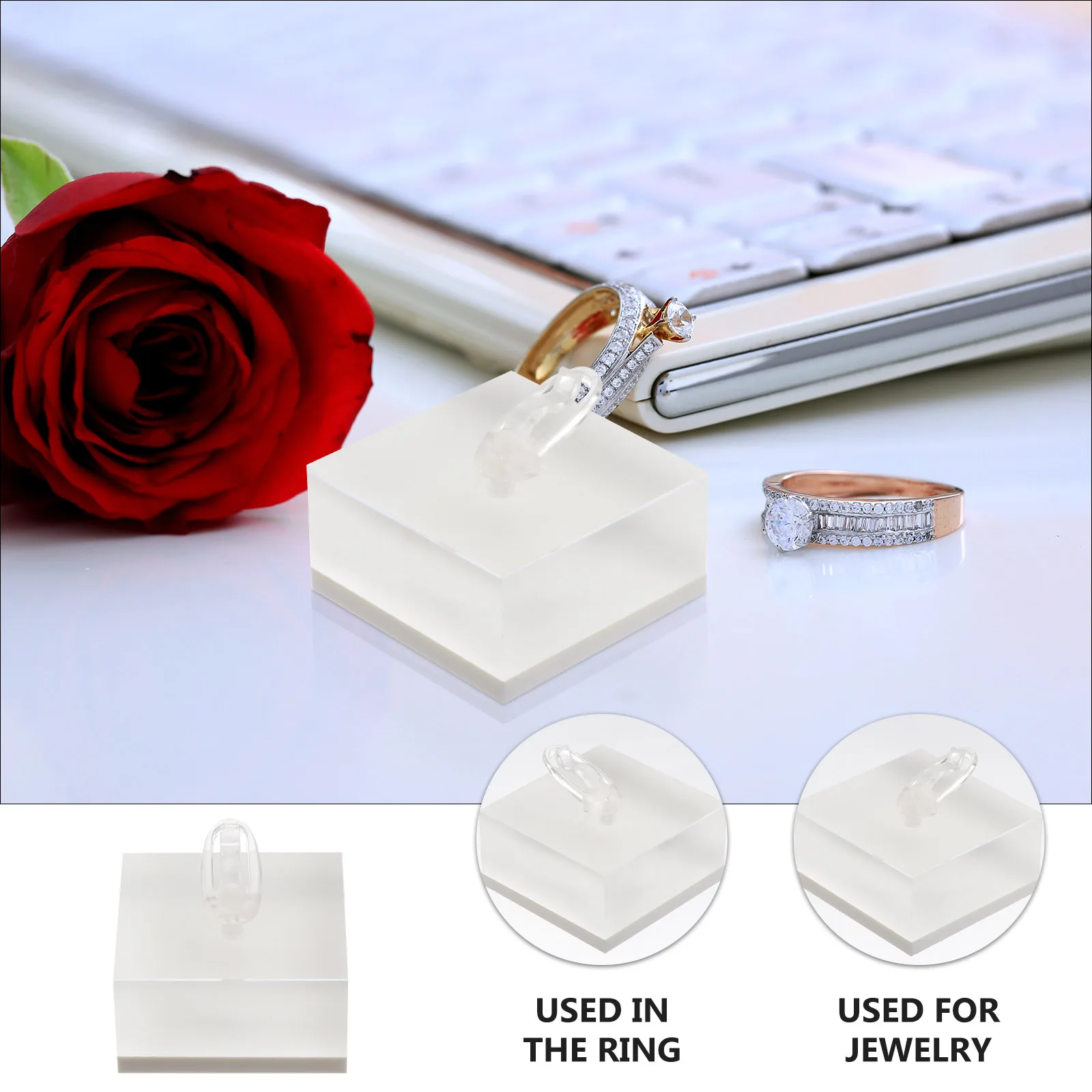 

Ring Display Holder Compact Acrylic Material Storage Organizer Transparent Rack Clear Jewelry Stand for Home Shop Use