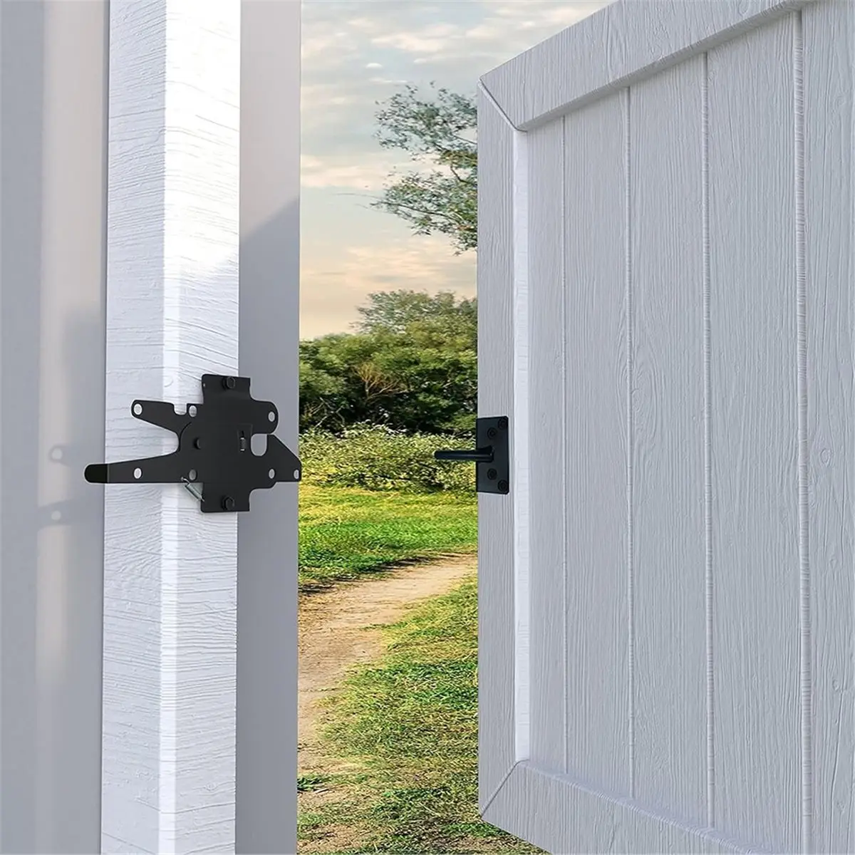 Heavy Duty Gate Catch, Post Mount Automatic Self-Closing Door Catch for Wooden/Vinyl Fence,with Mounting Screws