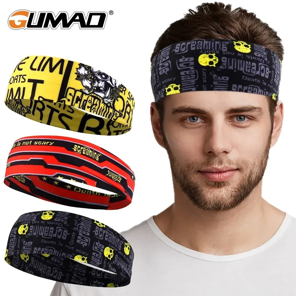 Gothic Skull Headband Sweat Bandage Sport Head Hair Band Workout Tennis Fitness Jog Basketball Running Scary Sweatband Women Men