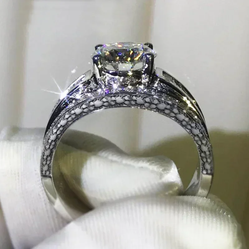 2026 New Trendy Wedding Ring for Women Dazzling Crystal Cubic Zirconia Luxury Bridal Marriage  Nice Gift Statement Jewelry