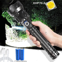 Powerful LED Flashlight With XHP 70.2 Lamp bead Zoomable 3 lighting modes LED Torch Support for Mircro charging hunting lamp