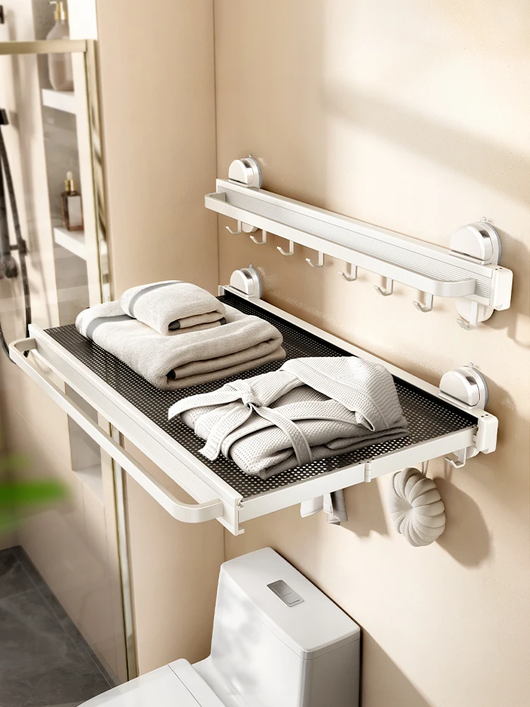 

Вешалка для полотенец на присоске - органайзер для ванной комнаты без сверления Компактная настенная невидимая вешалка для одежды, многофункциональная полка для хранения