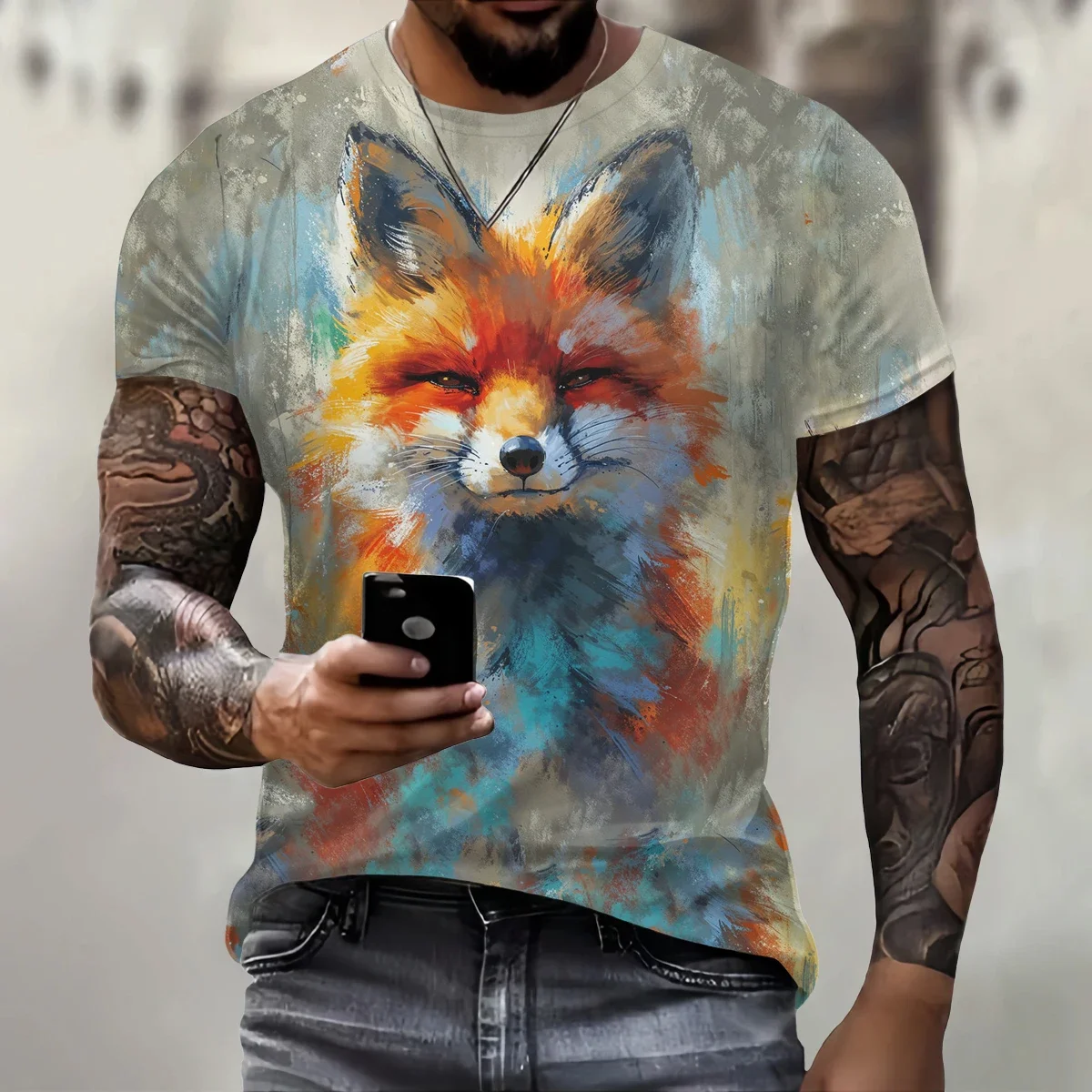 Funny 3D Animal Print T Shirt For Men Street Trend Harajuku Pullover Casual O-neck Short Sleeve T-Shirt Fashion Loose Summer Top
