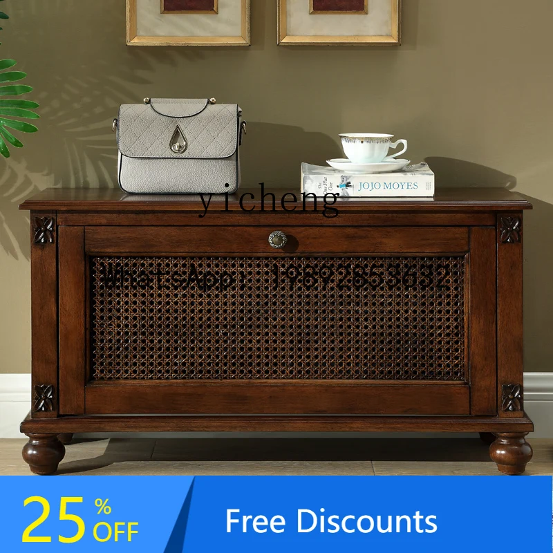 solid wood shoe change stool tipping bucket double-layer small apartment small shoe cabinet door storage bench