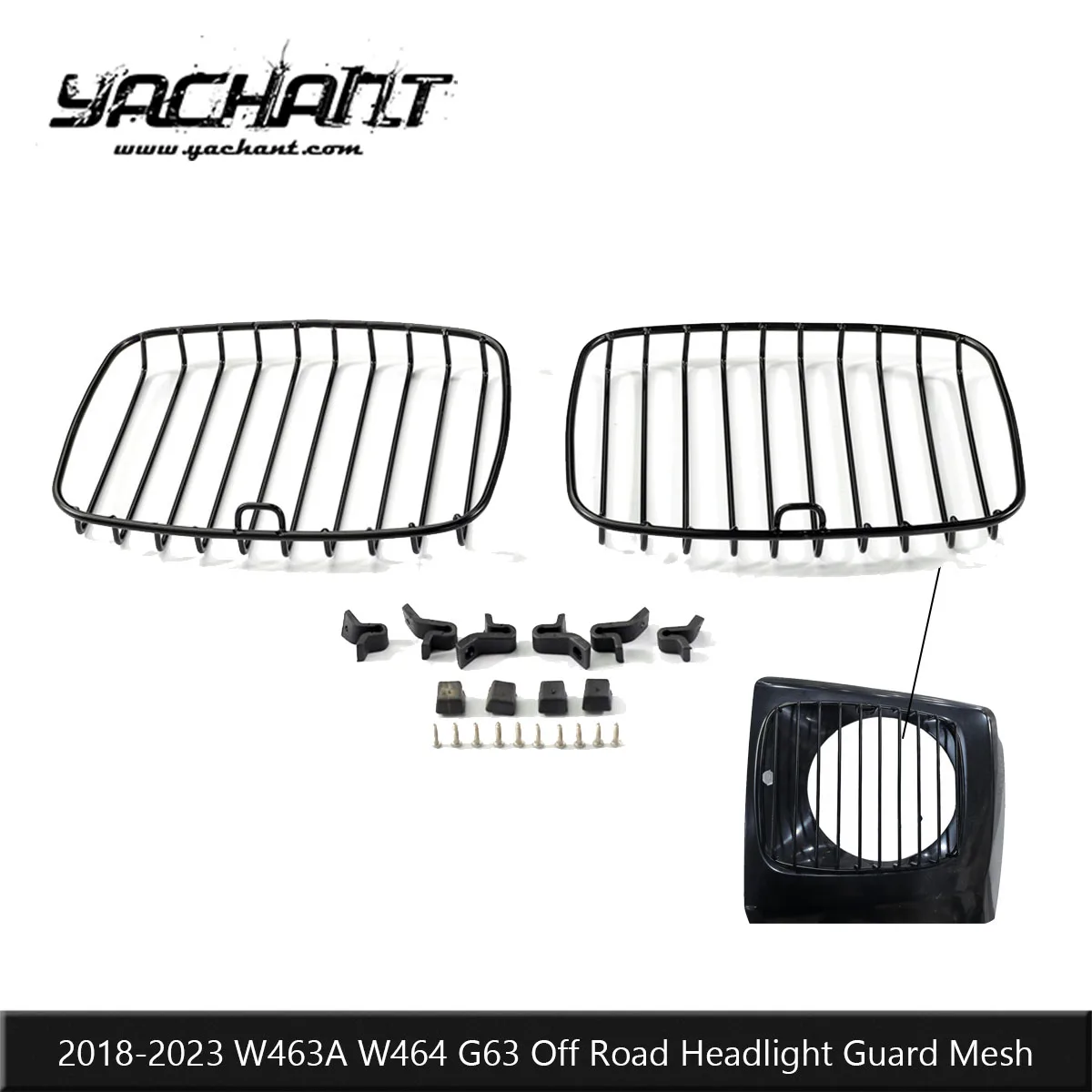 Ship to EU Dry Carbon Fiber Off-Road Headlight Guard Mesh Fit For 2018-2023 W463A W464 G63 Headlight Protection Grille Cover