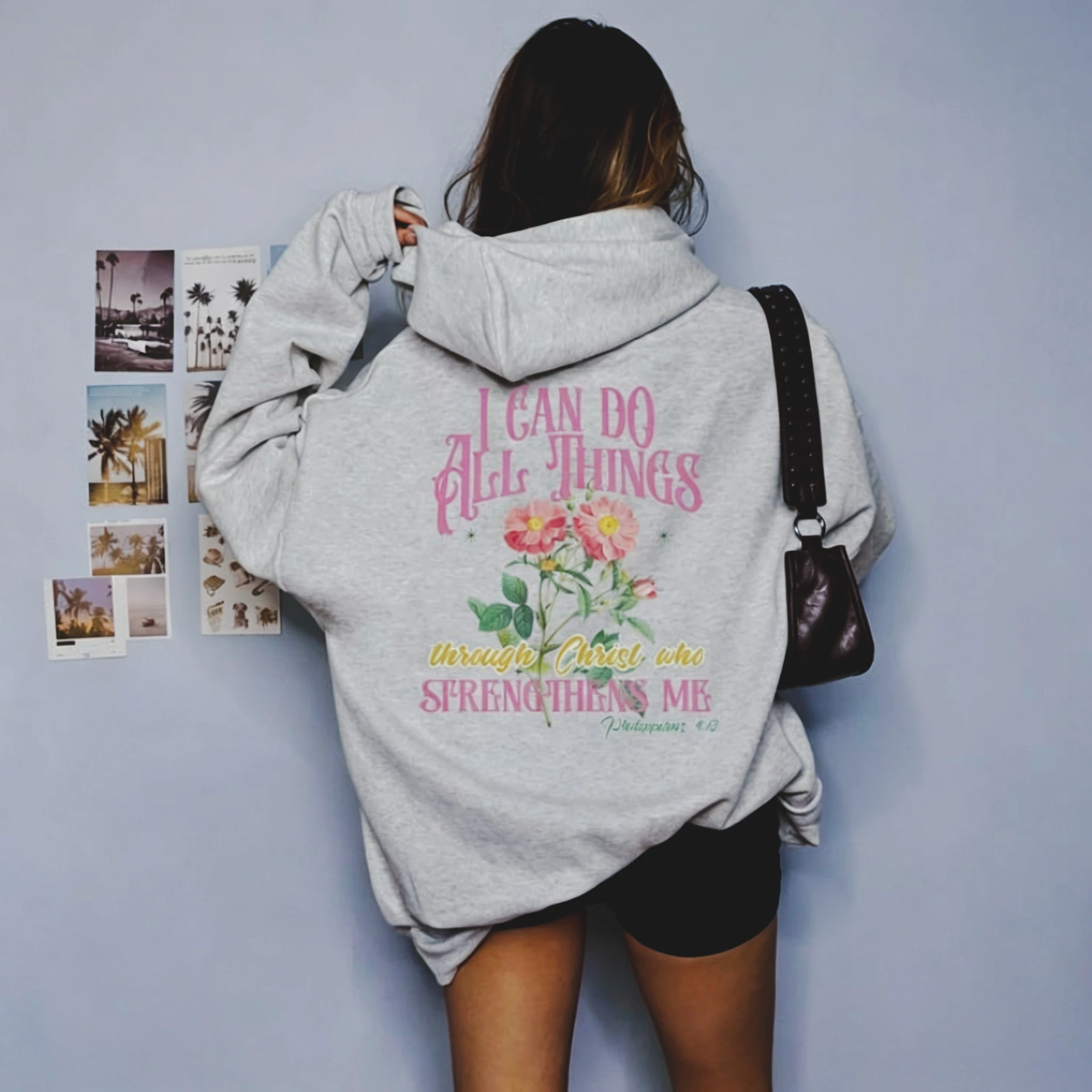 Christian Floral sweatshirt hoodie gift for her Bible verse Hoody Jesus aesthetic sweater Words on back crewneck Faith apparel