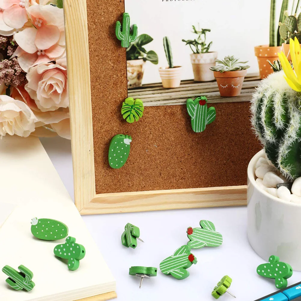 

30pcs Cartoon Push Pins Cactus Design Thumbtacks For Office Home Decor Bulletin Board Poster Map Tacks Multi-Function Drawing