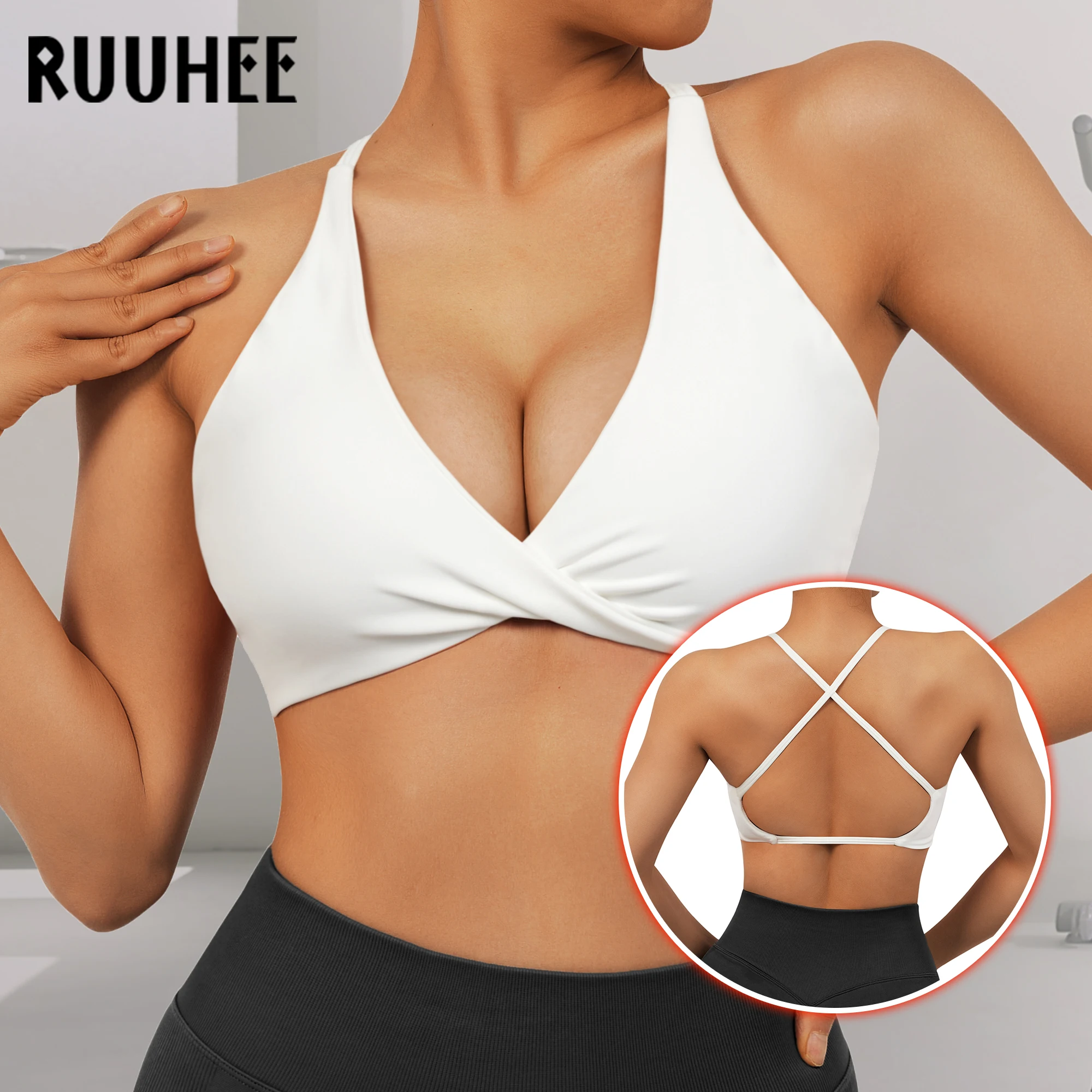 Push Up Sports Bra Women Underwear Padded Bralette Sports Bra Cross Criss Top Backless Training Fitness Workout Yoga Bra Women