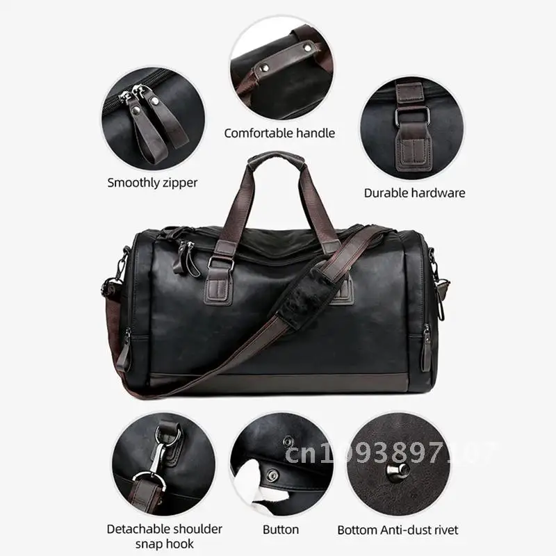 

PU Leather Travel Duffel Bag Weekender Luggage Overnight Tote Men Carry Sports Gym Women Handbags for Crossbody Waterproof on