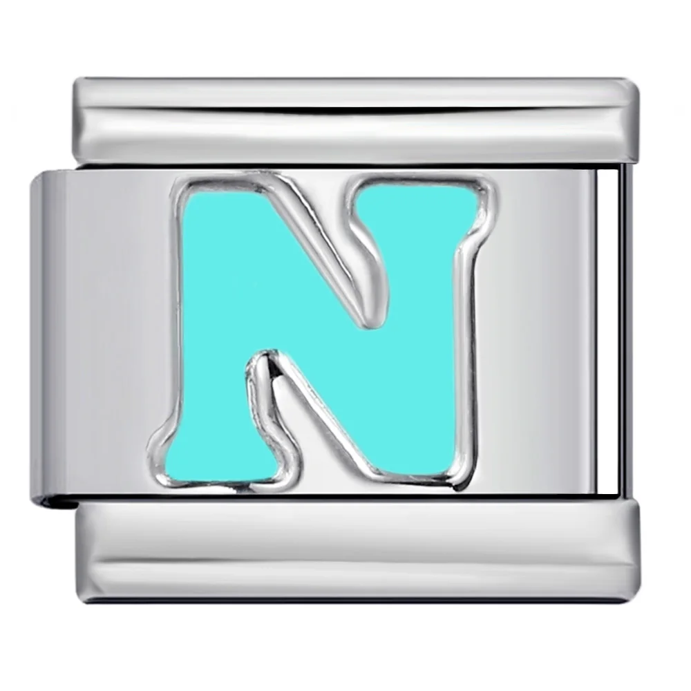 Einfache Grundierung Himmelblau 26 Englische Buchstaben A-Z Italienische Glieder Passend für 9mm Charms Edelstahl-Armbänder DIY Schmuck Geschenk – Detail 4