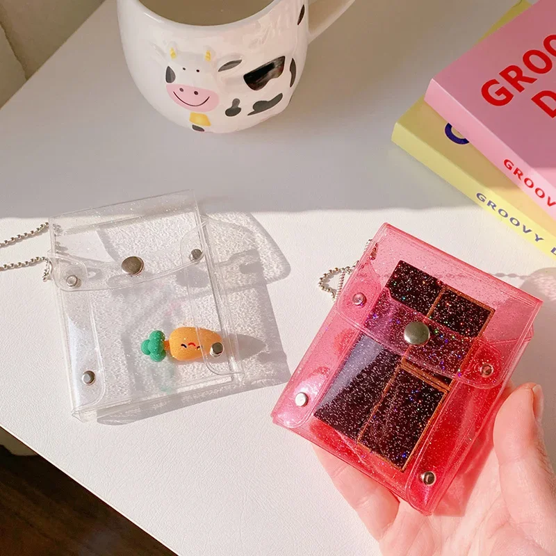 Sequins Coin Purse Fashion Transparent Waterproof PVC Photo Card Wallet Cute Girls Keychain Hasp Clear Money Organizer Pouch