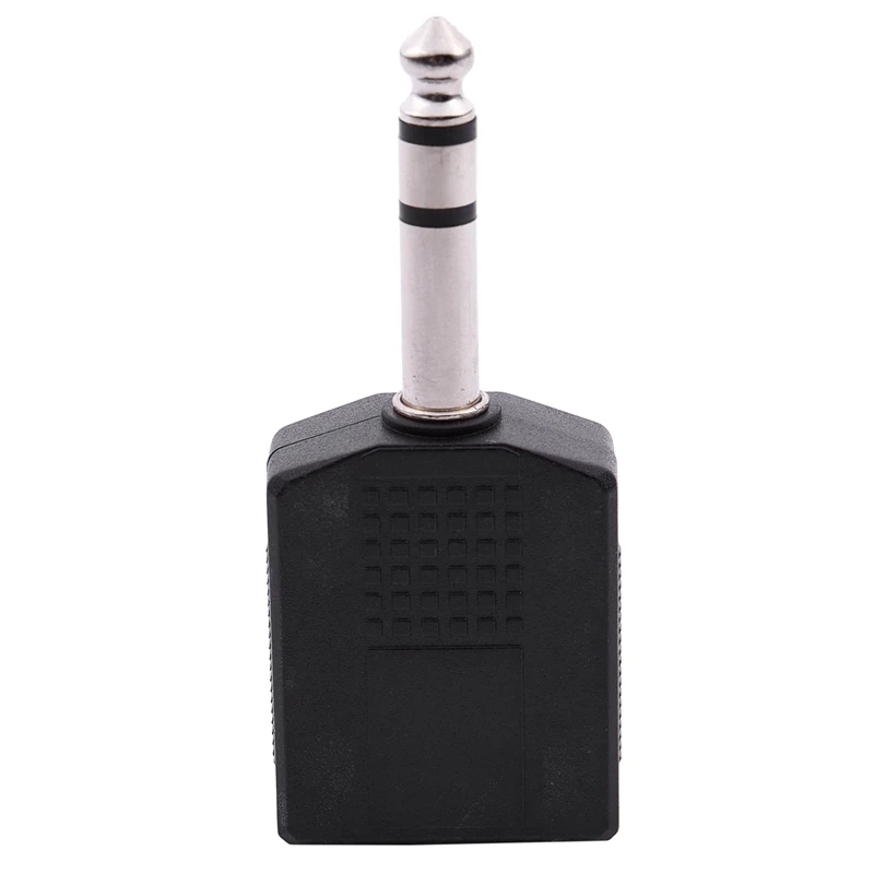 Mono 6.35mm Male Plug to Dual 6.35mm Female Socket Splitter Adapter Connector-AD33