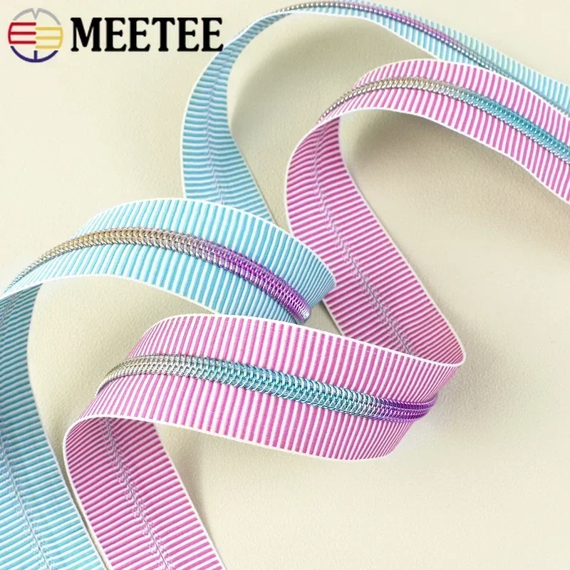 1/2/5/10 metri 5 #   Zampe a spirale con cerniera a strisce in nylon per borsa da cucito, giacca per indumenti, decorazione, nastro con cerniera per metro, kit di riparazione, accessori fai da te