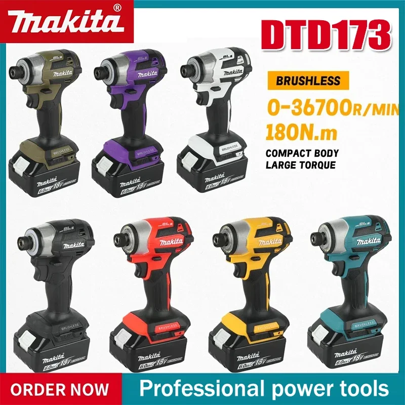 

Бесщеточная дрель Makita 18V DTD173, красная, 180 Нм, электроинструмент для дома, ремонта, DIY, деревообработки, с режимом T, для аккумулятора 18В