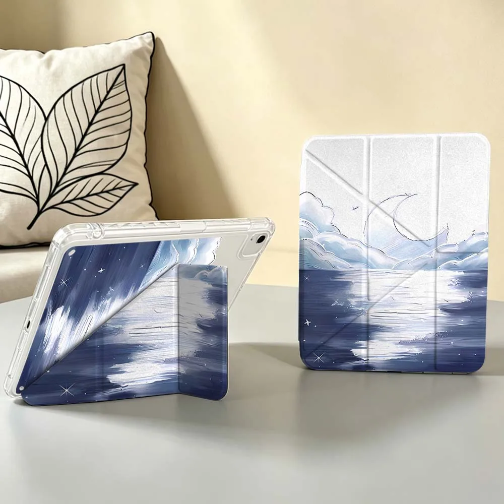 Cartoon Moon Clouds Sea Soft For Apple iPad Air A16 4 12th 11th 10th 7th 11 12.9 13 10.5 inch Gen 3Y Tablet Case