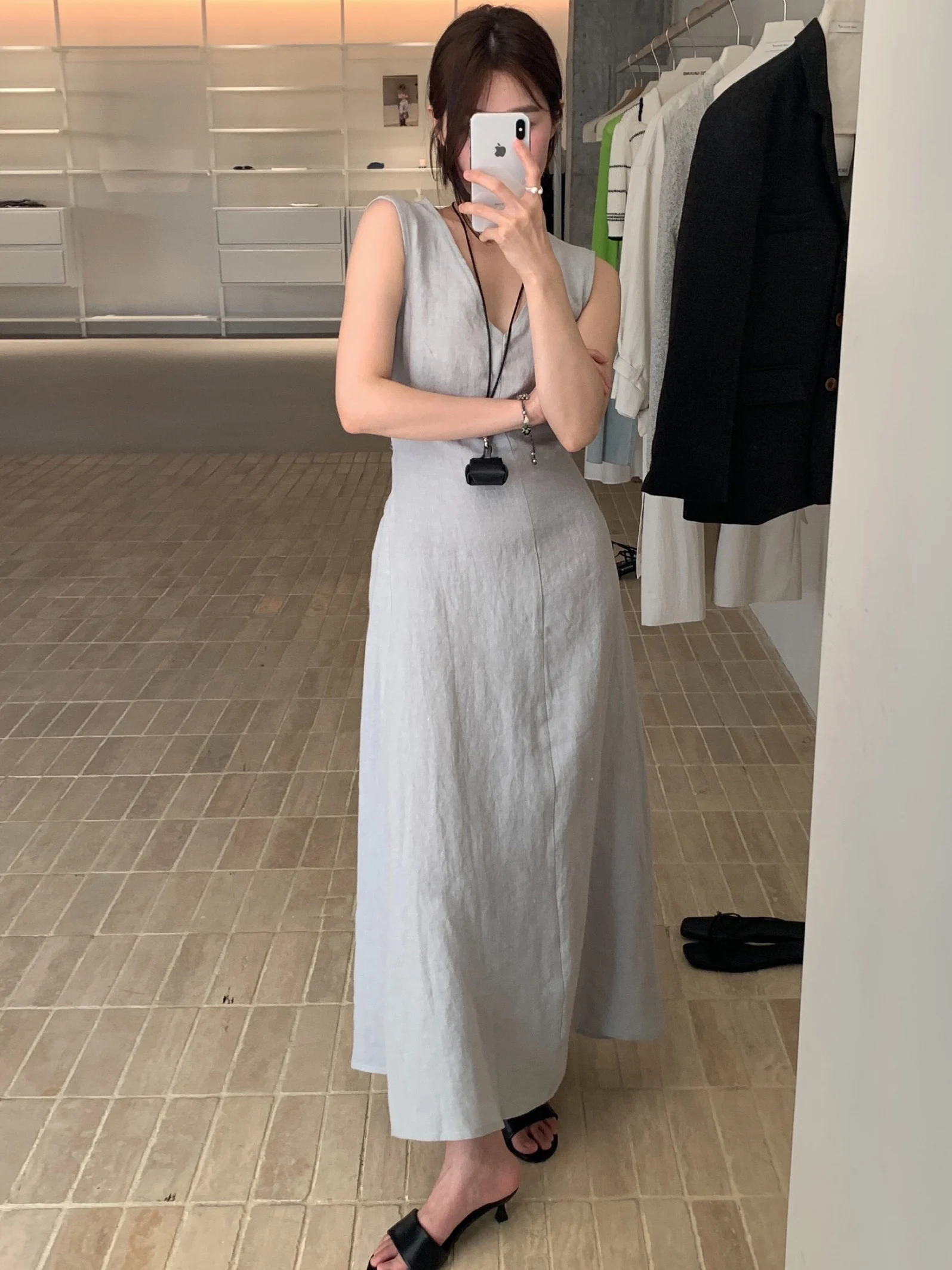 Korean Sle V-Ne Bal Hollow out Long Dr Women's Summer Vest Dr Holiday Vibes Svel Gown with Belt