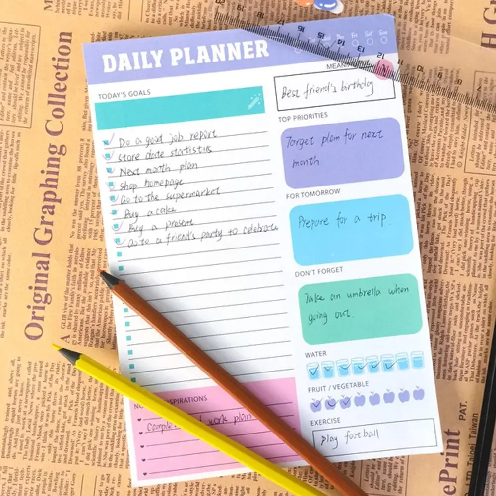 

60 Sheets To Do List Notepad Portable Easy Tear-off A5 Agenda Planner Self-Disciplined Time Schedule Schedule Writing Pads