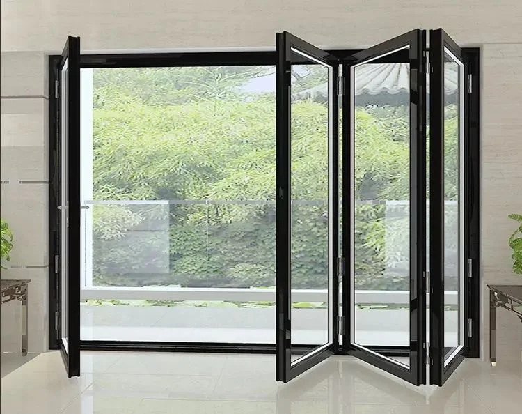 aa-DN Customized Double Glass Folding Door Aluminum Accordion Doors Smoothly Aluminium Bifold Doors for Patio Home Decoration