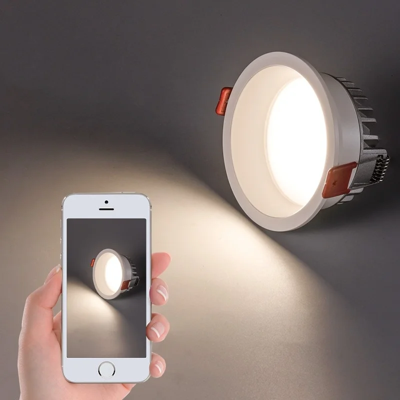 Tuya Zigbee Bluetoot DALI Smart LED Downlight Anti-Glare Recessed 3CCT Black/White 110/220V Dimmabe Ceiling Lamp Bedroom Kitchen