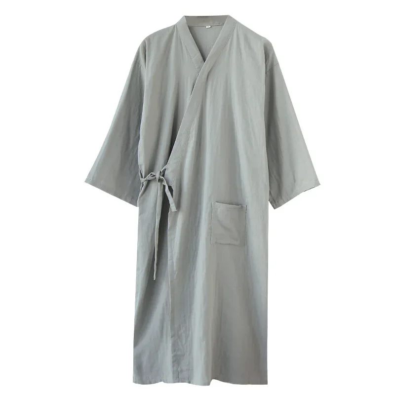 Japanese Kimono Nightgown Men\'s Light and Breathable Summer Spring Autumn Men\'s Long Kimono Nightgown Loose Robe for Men M L XL