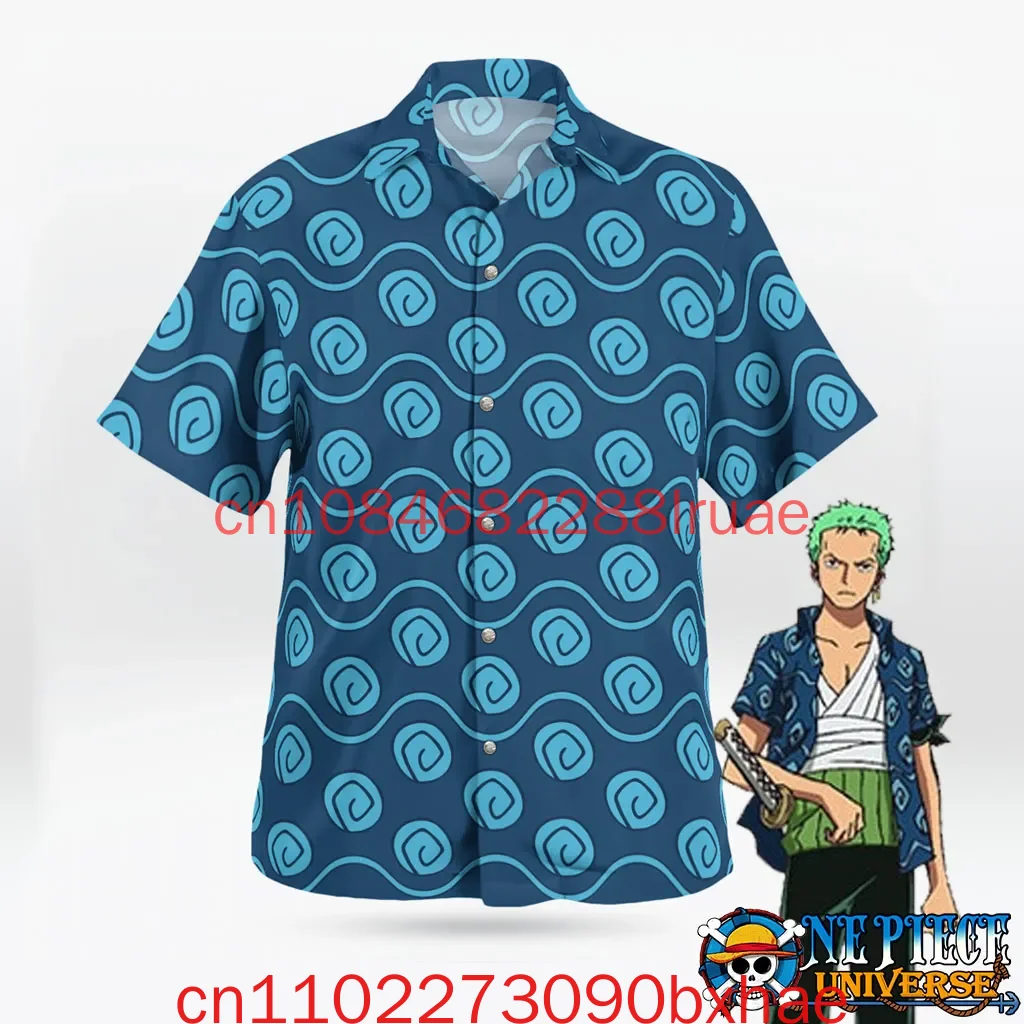 

2026 New Zoro Arlong Park Shirt Hawaiian Style 3D Print Street Trend Men's Shirt Retro Button Children's Hawaiian Shirt