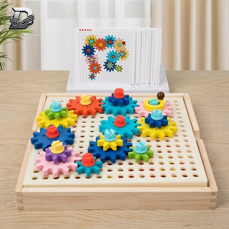 【Best-selling】1Set Wooden 3D Gears Model Building Kits Brick Blocks Educational Toys For Kids Children Gifts Color Matching Asse